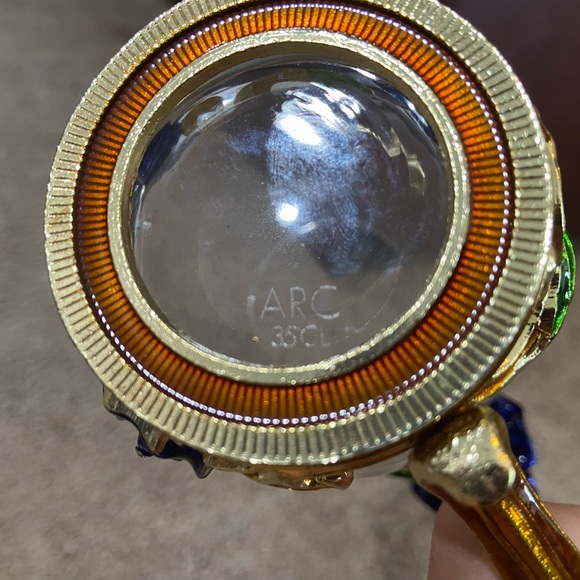 ARC of France Glass Coffee Tea Handled Cup Jeweled Enamel Blue Rose Butterfly - Picture 8 of 10